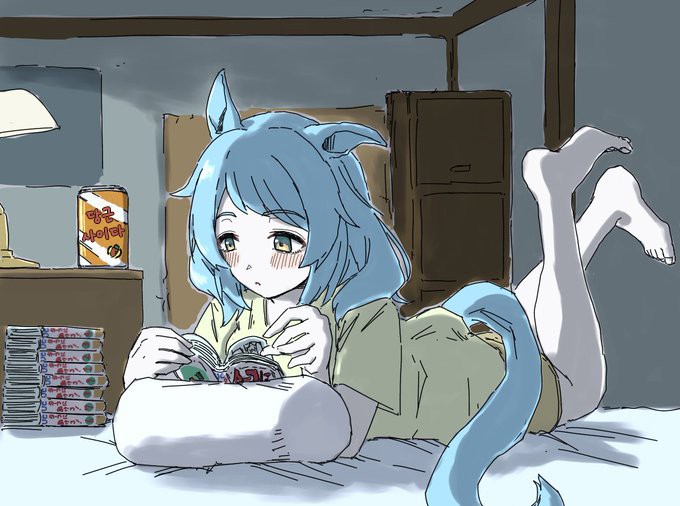 [わきた] 밤새도록 만화책을 읽는 미라코.