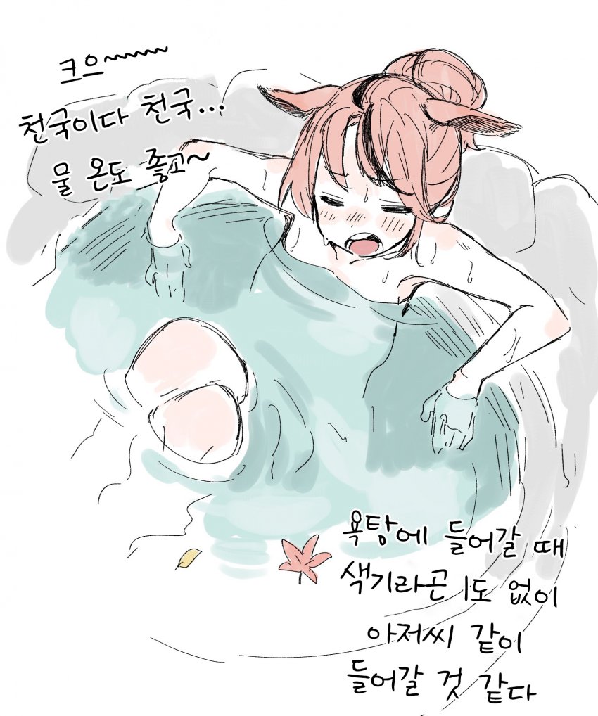 [やわらか湯煎] 온천에 몸을 담군 네이처 씨(성인).