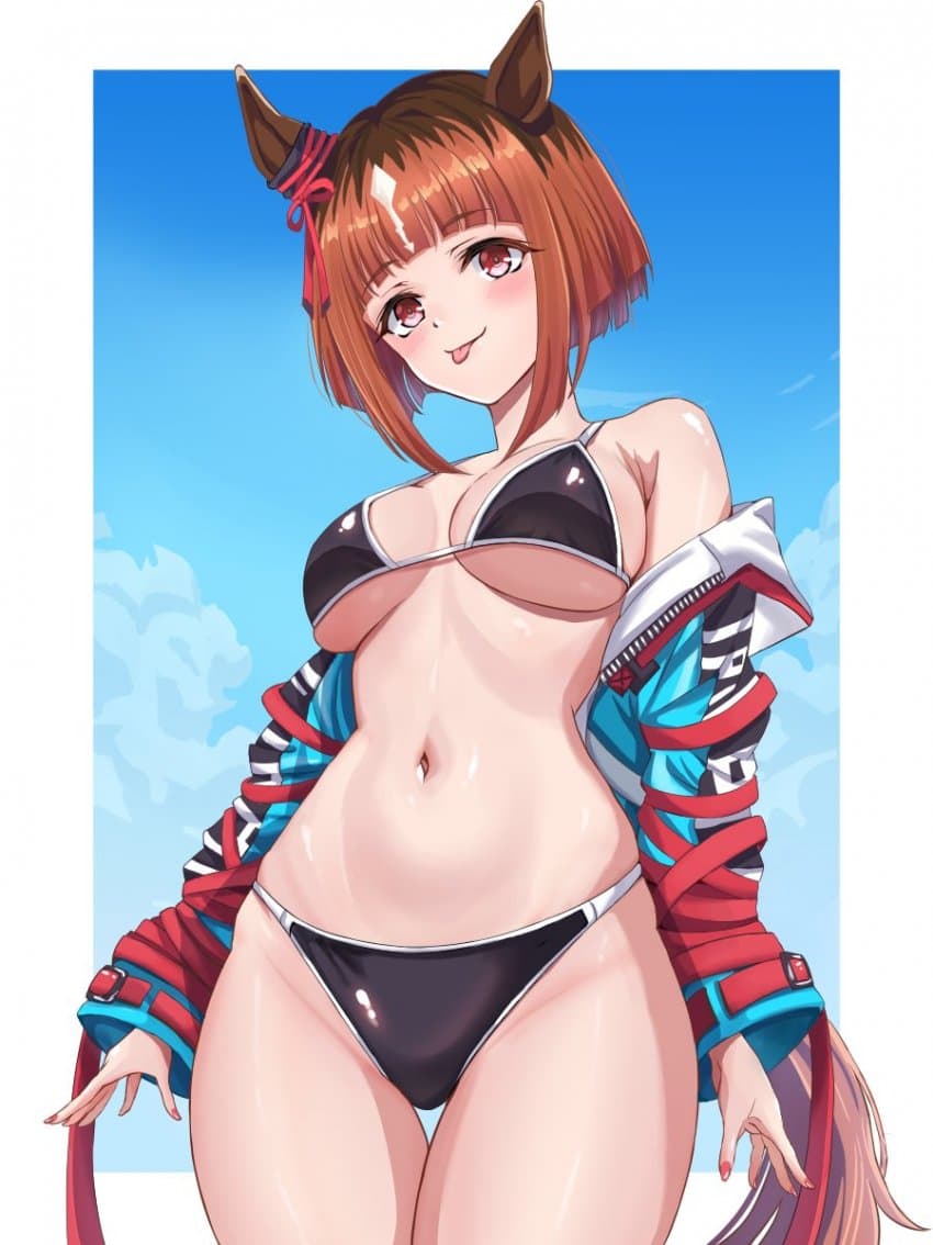 [月雪ミケ] 승부복풍 수영복 트랜 안경제거