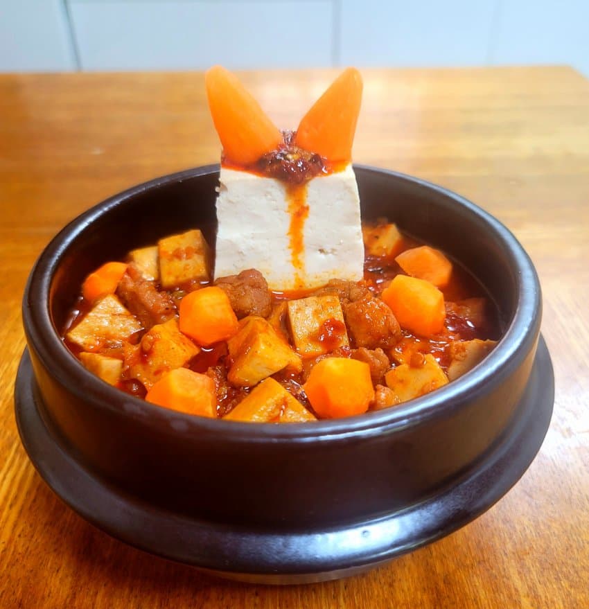 대풍식제 마파두부 쪄왔다