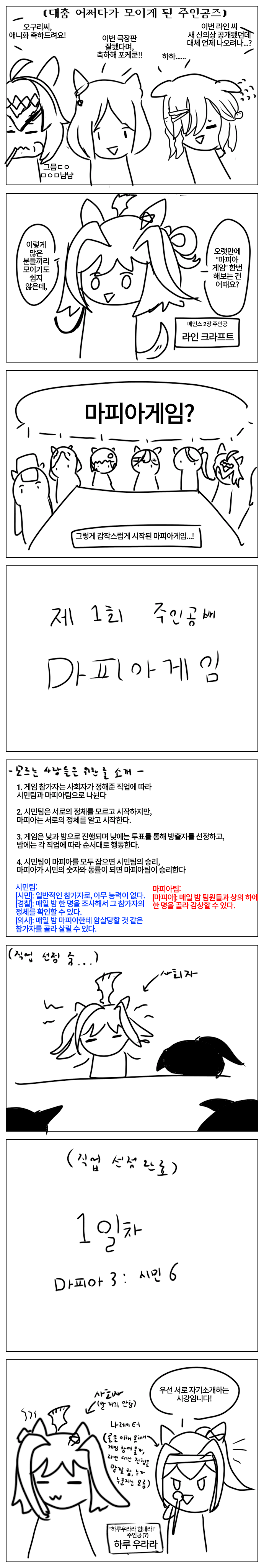 주인공끼리 모여 마피아게임 하는 만화(상편)