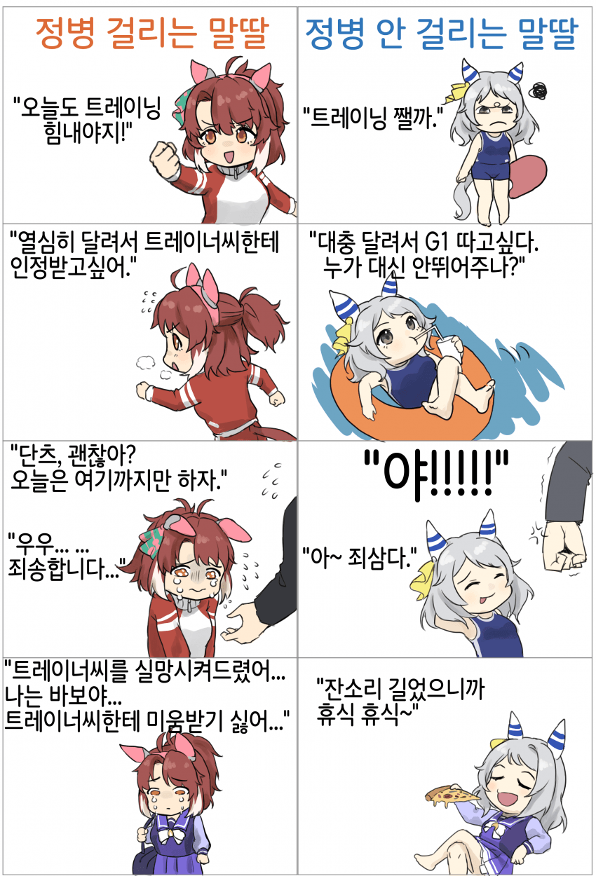 정병 걸리는 말딸 vs 안 걸리는 말딸
