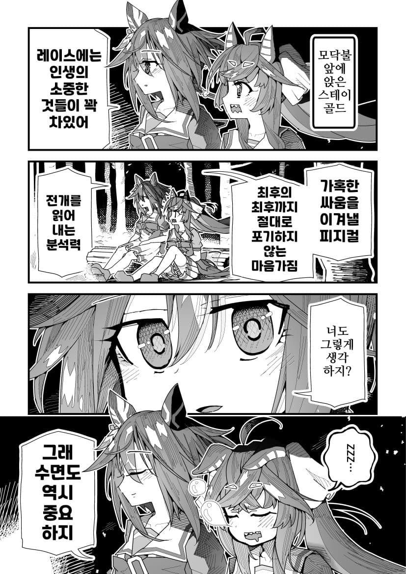 [スーパームー]모닥불 앞의 스테고와 터보