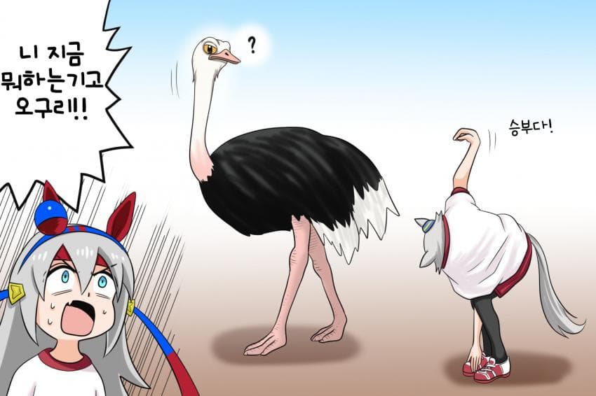 まろ]타조랑 우정트레이닝 하는 오구타마