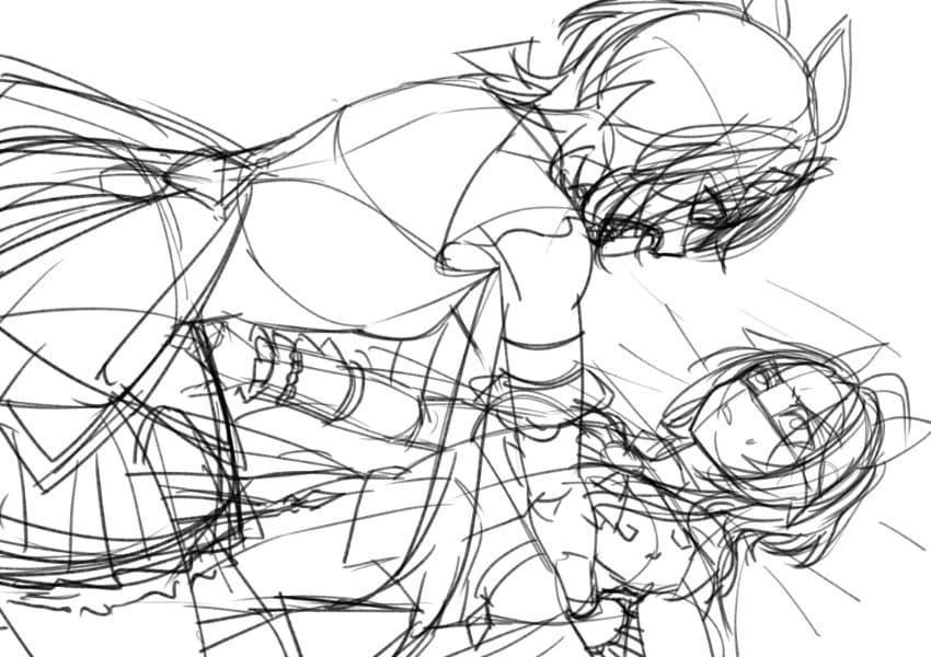 사과한테 깔리는 올붕이 그리는중