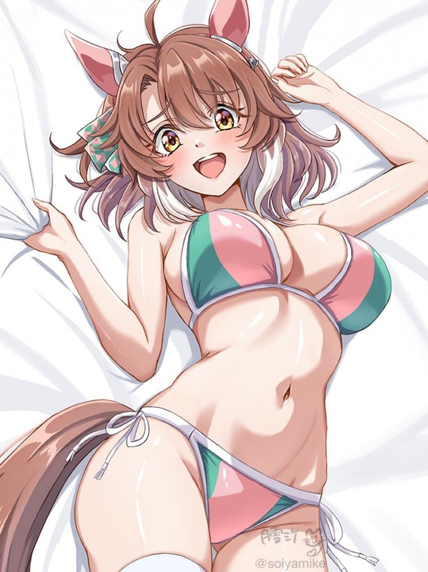 [月雪ミケ] 침대 위 비키니 단츠