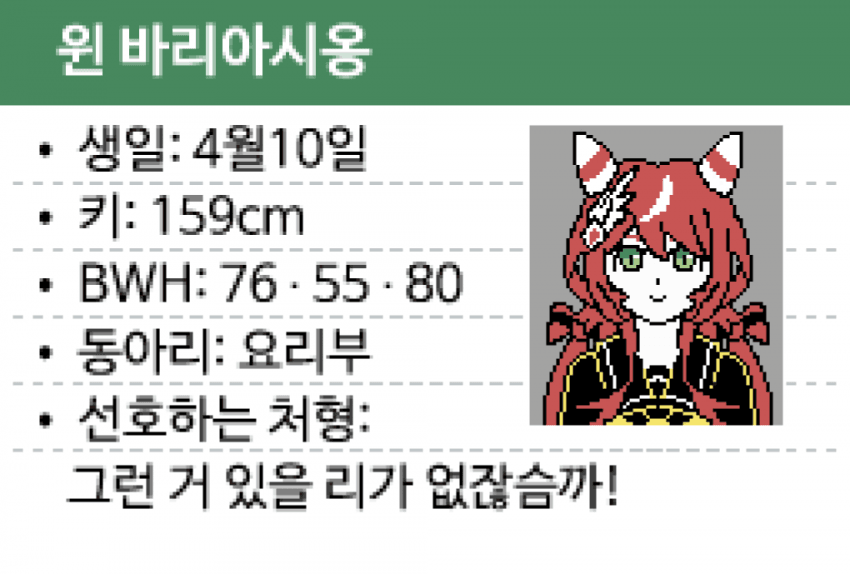 윈바리 프로필을 도트풍 게임으로 패러디 해봄