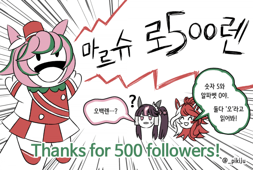 X 팔로워 500명 달성 기념으로 퍼펫쨩 그려왔다